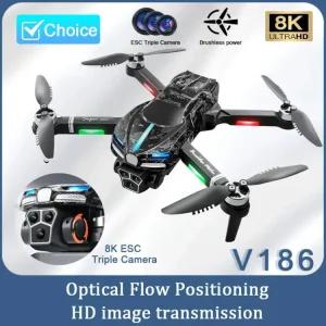 무선RC 헬기 V186 드론 8K GPS 고화질 전문 항공 사4 면 360 ° 장애물 회피광학 흐름