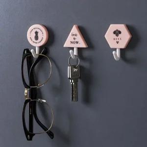 다용도 후크 못없이 벽걸이 열쇠 옷 가방 걸이 3P 핑크색 못없이액자걸기 도어후크 벽고리