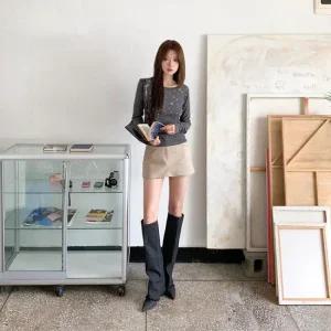 [다잇템] 여성 미니멀리즘 면혼방 편한 징버튼 치마바지