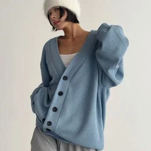 여자 남자 커플룩 FW 벌룬 버튼 브이 박시핏 가디건