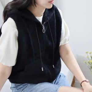 [신세계라이브쇼핑][옷자락] 여자 페이크퍼 소프트 후드집업 포켓 가을 겨울 조끼