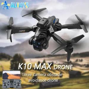 드론 K10 Max RC HD 4K 비행기 3 카메라 헬리콥터 장애물 회피 Wifi FPV Quadcopter 광학 흐름 항공기 아이