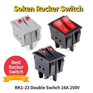 Uniteelec-Soken 레드 스포트 라이트 DPST ONOFF 보트 로커 스위치 RK1-23N 6 핀 16A 250V UL TUV 리스트