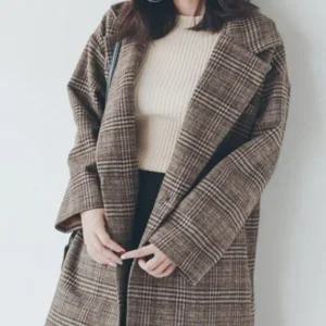 에이치플러스몰 간절기 초겨울 데일리 가을 원버튼 보온 체크 자켓 DO 캐주얼 여성자켓890914