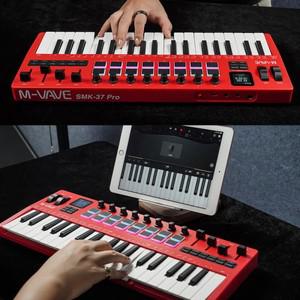 M-VAVE SMK-37 PRO 키보드 MIDI 컨트롤러 37키 16 RGB 패드 및 8개의 노브 무선 연결 시스템 소프트웨어 작