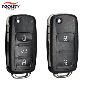 YOCASTY 원격 자동차 키 쉘 케이스 커버, VW 파사트 폴로 골프 폭스바겐 스코다 2 3 단추 플립 HU66 5K0837
