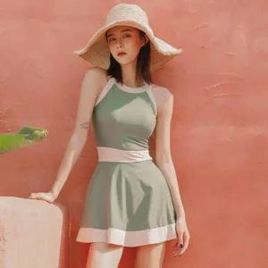 [아트박스]/옷자락 여자 모던 배색 홀터넥 원피스 수영복