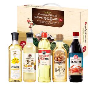 프리미엄 정성 5종 세트 롯데 간장 식초 해표 올리고당 해바라기유 백설 올리고당 명절 설날 선물세트