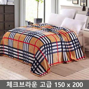 극세사 담요 150 x 200 체크 브라운 고급 이불 밍크