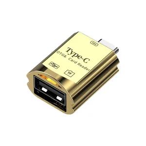 라온 CR-400C 2IN1 메탈 C타입 USB OTG 젠더 마이크로SD 카드리더기 골드