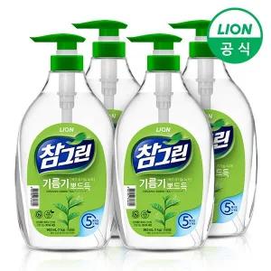 참그린 녹차 기름기 뽀드득 주방세제 1kg용기(펌프) 4개