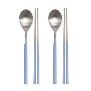 라온누리 스크래치 없는 보테 올스텐 컬러 수저세트 블루그레이 2벌, 1개