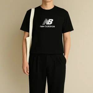 [뉴발란스] ESS 스택드로고 면 남자 반팔티 반팔 티셔츠 블랙 MT41502-BK