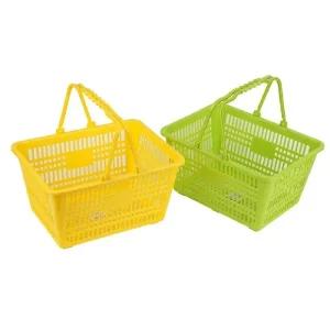 PP 손잡이 쇼핑 바구니 약34.5x26cm 마트 장바구니/플라스틱/시장/바스켓/과일/다용도/휴대용/사각