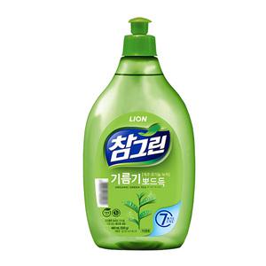 LION 참그린 주방세제 기름기 뽀드득 제주 유기농 녹차 480ml (1병)