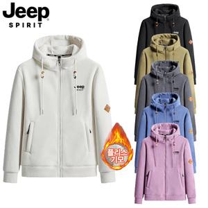 지프 JEEP SPIRIT 남녀공용 양털 후리스 안감 후드 집업 점퍼 겉감 기모 안감 플리스 재킷