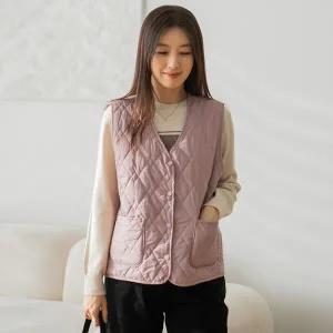 마담4060 엄마옷 기모안감퀼팅조끼 브이넥 경량패딩-YAVE2412001-