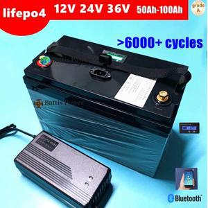 LRKK 리튬 배터리 딥 사이클 블루투스 BMS, 충전기 포함, 12V, 100AH, 120Ah, 24V, 36V, 40Ah, 80Ah