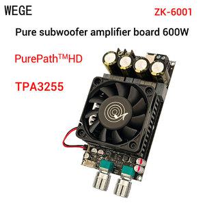 WEGE ZK-6001 액티브 서브우퍼 앰프 보드 단일 채널 600W 주파수 볼륨 조절 TPA3255 Wuzhi 오디오