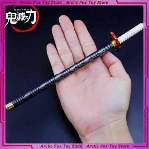 조로검 코스프레칼 20cm 악마 슬레이어 검 Rengoku Kyoujurou 카본 블랙 펜 합금 Katana 애니메이션 주변