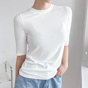 [하프클럽/]여자 SS 기본반팔티 라운드 레이온 하프 티셔츠