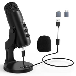 무선헤드셋마이크 PC Mac 게임용 Haomuren USB 마이크 녹음 스트리밍 팟캐스트 전화 어댑터 헤드폰 출력 컴