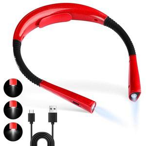 시콜레 넥 리딩 라이트 - USB 충전식, 듀얼 셀, 3가지 밝기 모드, 360 유연한 팔, 핸즈프리, 크로셰 라이트, 레드