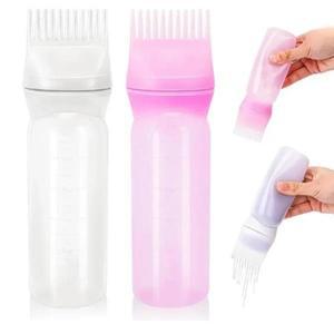 180ml 플라스틱 머리 염색 병 리필 가능 파마 의학 병 두피 약물 빗 애플리케이터 살롱 헤어 스타일링 스타