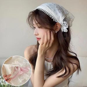 레이스 헤어스카프 반다나 여성 두건머리띠 헤어밴드