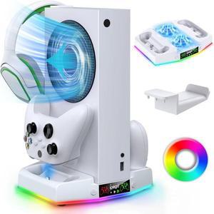 충전기 스테이션 컨트롤러 충전 도크가  Xbox 시리즈 S용 IPEGA 냉각 팬 충전기15개의 다채로운 RGB 조명