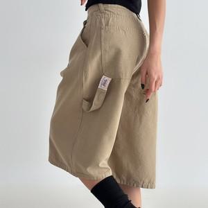 여성 썸머 고리 버뮤다 핀턱 코튼 6부 반바지