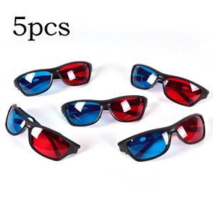 5PCS 블랙 프레임 영화 시안 비전 DVD 게임 OCULOS 시네마 유리 블루 레드 입체 플라스틱 안경 3D 범용