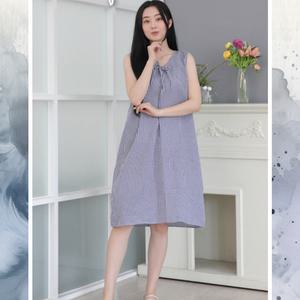 여성 여름 지지미 나시 원피스 시원하고 가벼운 홈웨어 파자마 홈드레스