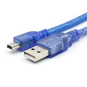 파란색 숏 USB 2.0 A Male to Mini 5 핀 B 데이터 충전 케이블 코드 어댑터  30cm