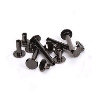 10pcs 금속 블랙 공예 손톱 시카고 막대 나사 액세서리 50mm 가죽 리벳 스터드 하드웨어 바인딩 길이