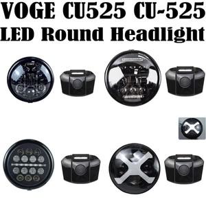 Loncin VOGE CU525 용 수정 레트로 LED 라운드 헤드라이트 어셈블리 엔젤 아이 및 로우 빔 액세서리