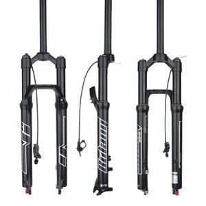 볼라니 27.5/29인치 MTB 에어포크 140mm 여행용 자전거 서스펜션 포크 34mm 스탠션 프론트 포크, 댐핑 리바운드 조정 기능 포함 28.6mm 스레드리스 스티어러