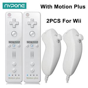 Wii Nintendo 콘솔용 모션 플러스 리모컨, 조이스틱 게임패드, Nunchuck 컨트롤러 포함, 2 세트