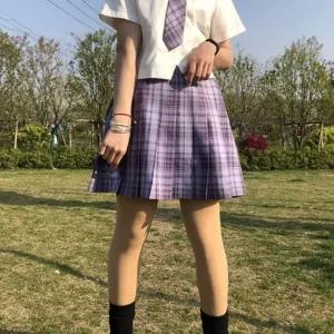 그레이프퍼플 체크패턴 교복치마(기장선택) 교복 (WFJLI2K)