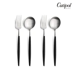 [큐티폴] 고아 블랙실버 디너 2인 4p세트(디너스푼2 디너포크2)