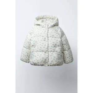 국내배송 ZARA 자라 아동 키즈 주니어 플라워 프린트 폴라플리스 패딩 점퍼 크림 0874560712 1331019