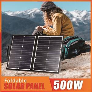 완벽한 캠핑 접이식 태양광 보조배터리 스테이션, 500W 패널 키트, 휴대용 발전기 충전기, 18V 자동차 보트