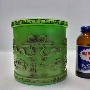 녹옥 비슈문 필통 붓통 높이15cm무게2.5kg 단초마을 골동품/수집품/도자기