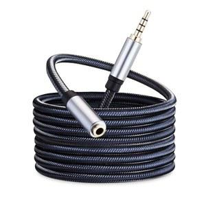 [미국배송] 오디오 마이크 확장 케이블 1FT 3.5MM 보조 헤드폰 익스텐더 4극 잭 플러그 익스텐션 헤드셋 TV 노트북 휴대폰 스위치 라이트 자동차 PS4 XBOX 등을 위한 남성용에서 여성용 땋은 코드 리드(1FT/0.3M)