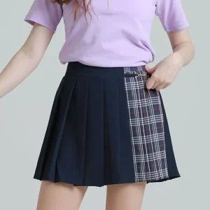 [하프클럽/]체크배색 플리츠 골프치마