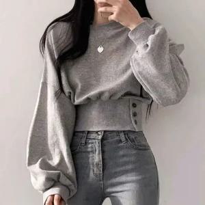 [하프클럽/]심플 버클 허리핏숏탑 스 셔츠