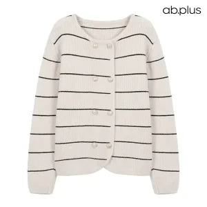 [ab.plus] 더블버튼 스트라이프 니트 가디건 (LSZ4MY34A)