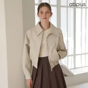 [ab.plus] 카라 페이크 레더 투웨이 집업 자켓 (LSZ3MJ37A)