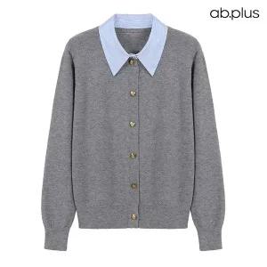 [ab.plus] 배색 카라 니트 가디건 (LSZ4MY33A)