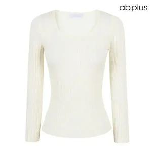 [ab.plus] 무지 슬림 라인 골지 긴팔 니트 (LSZ3MW31A)